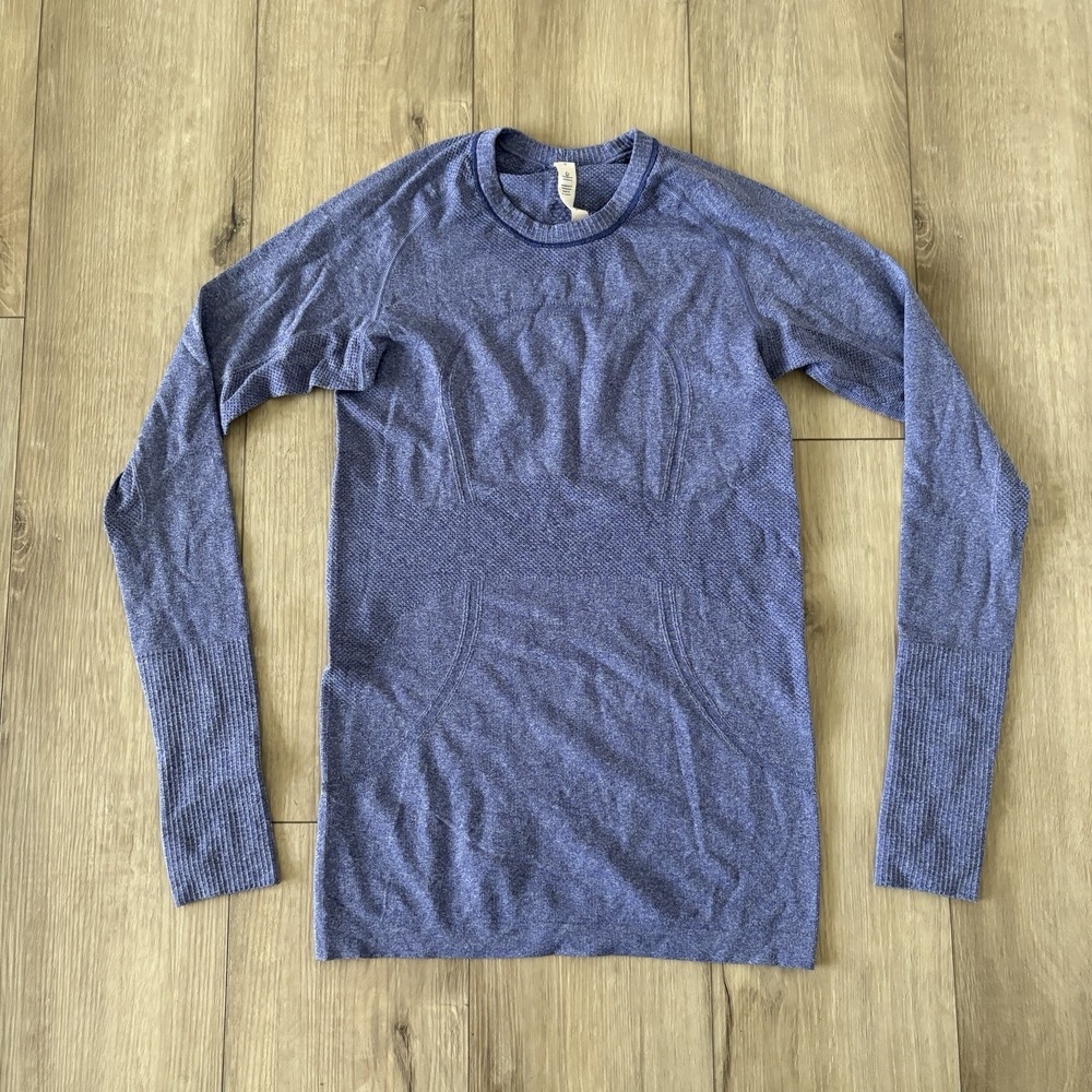 Lululemon Swiftly Tech Shirt Womens 6 Blue Long Sleeve Scoop‎ Neck Athletic Top